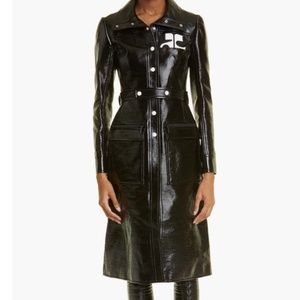Never Been Worn Courrèges Logo Patch Vinyl Trench Coat BLK